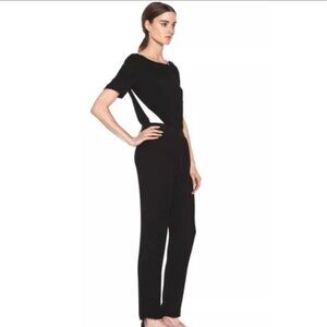 A.L.C Harlan Crepe Overlay Jumpsuit Black Sz 0